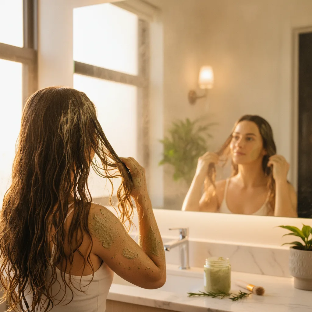 Stovetop rosemary hair mask